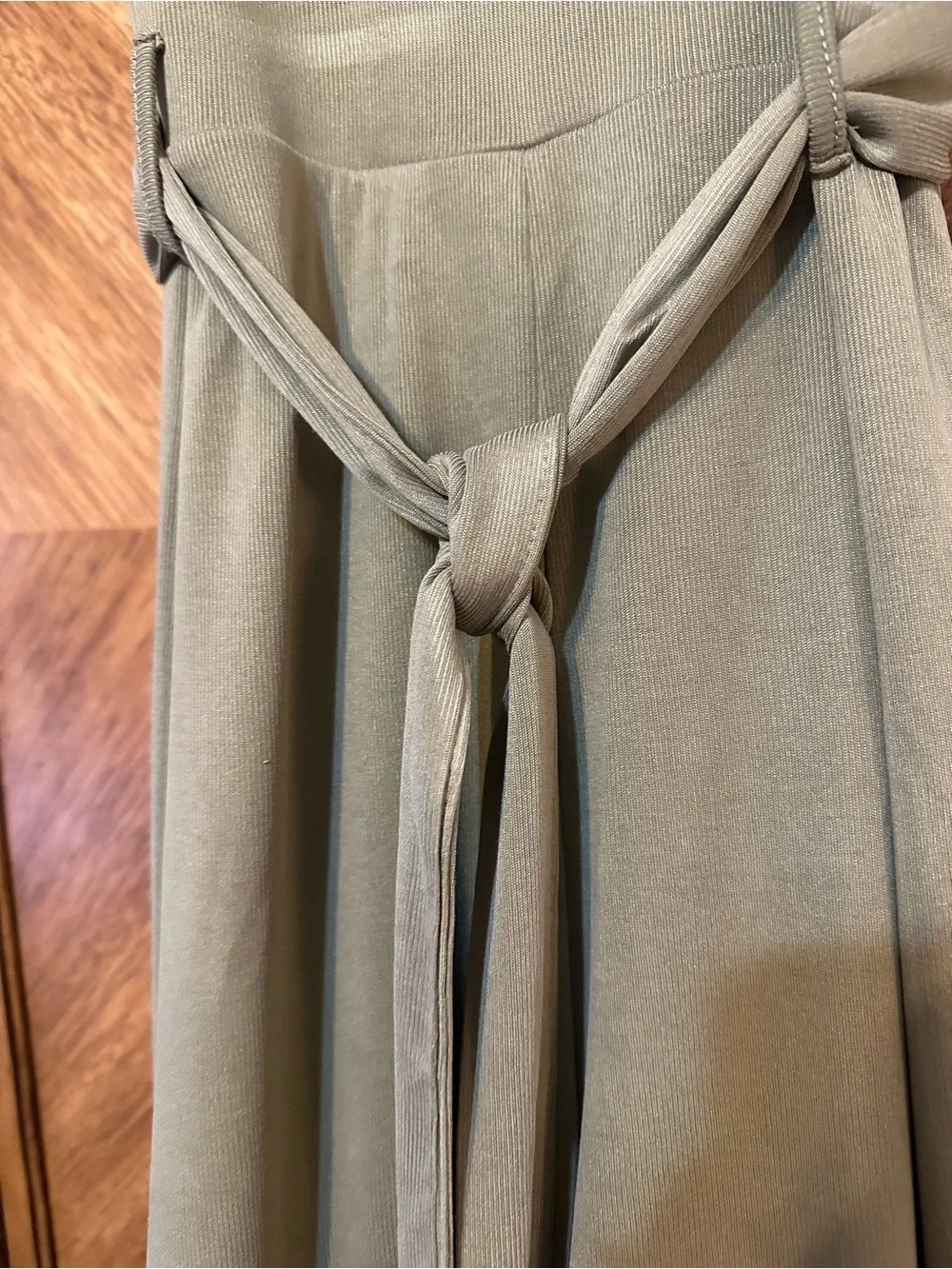 Topshop Olive Green Sleeveless Wide Leg Tie Waist Jumpsuit US 10 - Picture 7 of 14